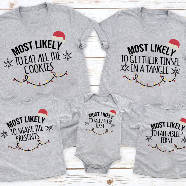 Personalized Most Likely To Funny Christmas Family T-Shirts