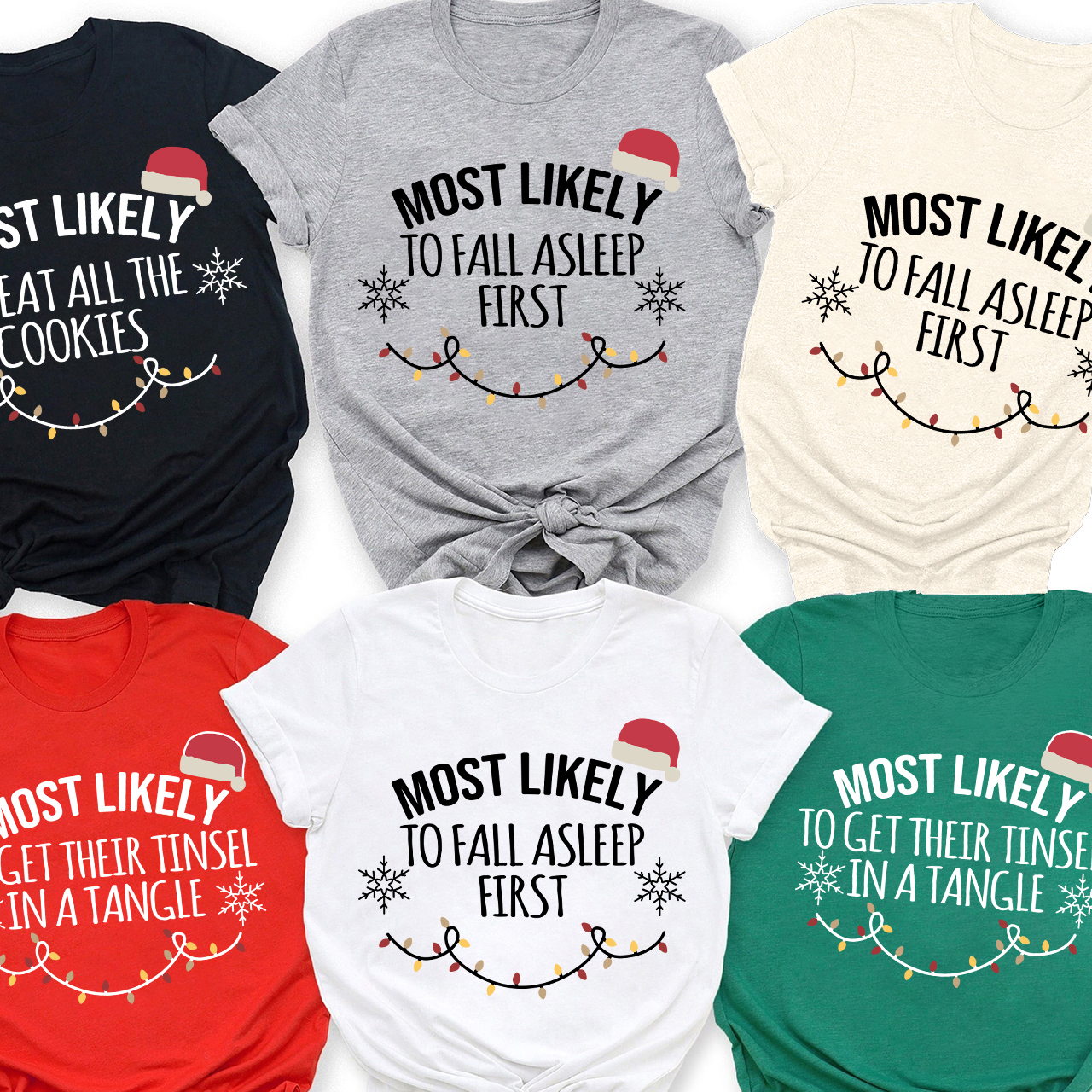 Personalized Most Likely To Funny Christmas Family T-Shirts
