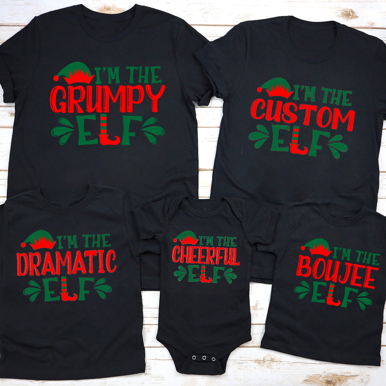 Personalized Elf Christmas Family T-Shirts