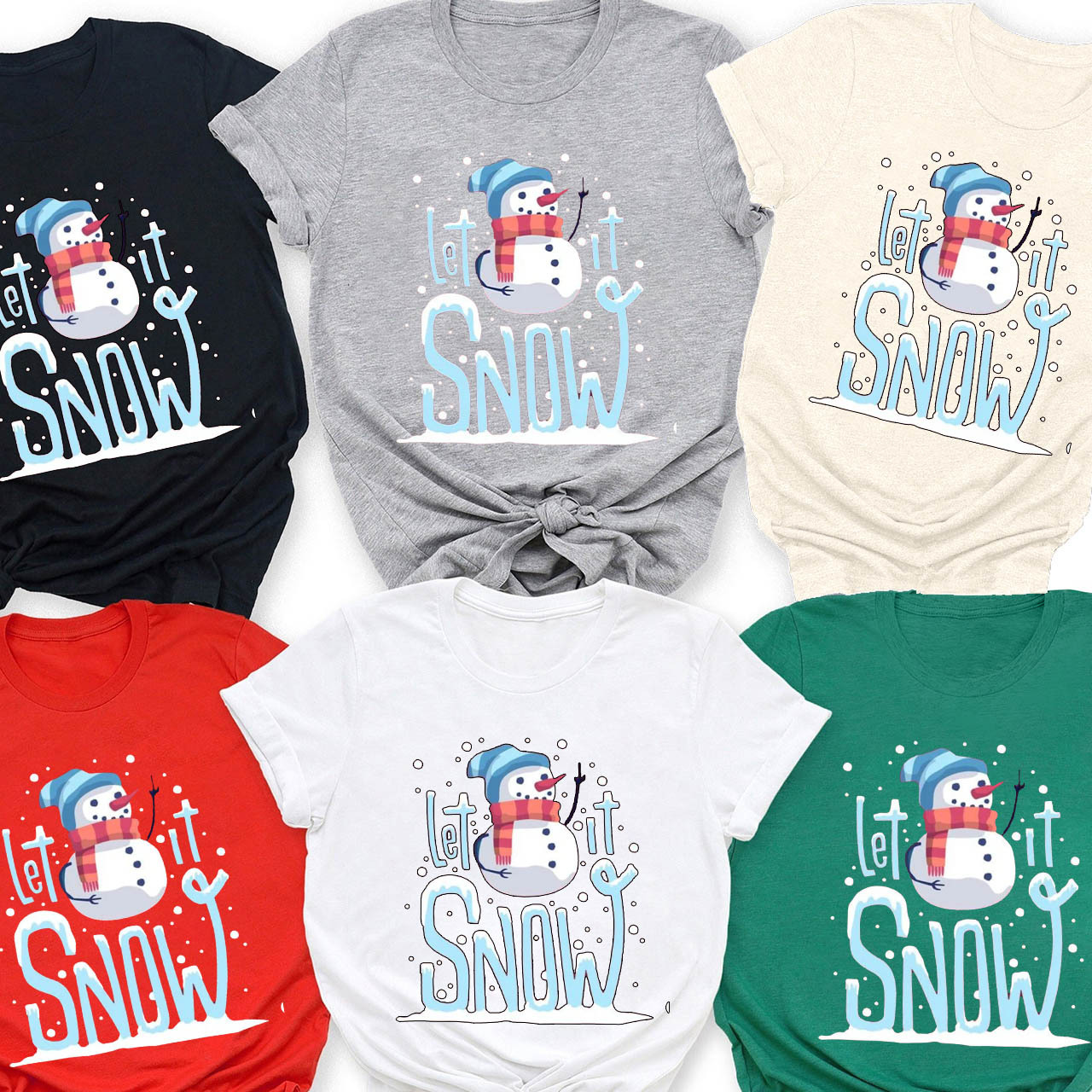 Christmas Snowman Let It Snow Family Shirts
