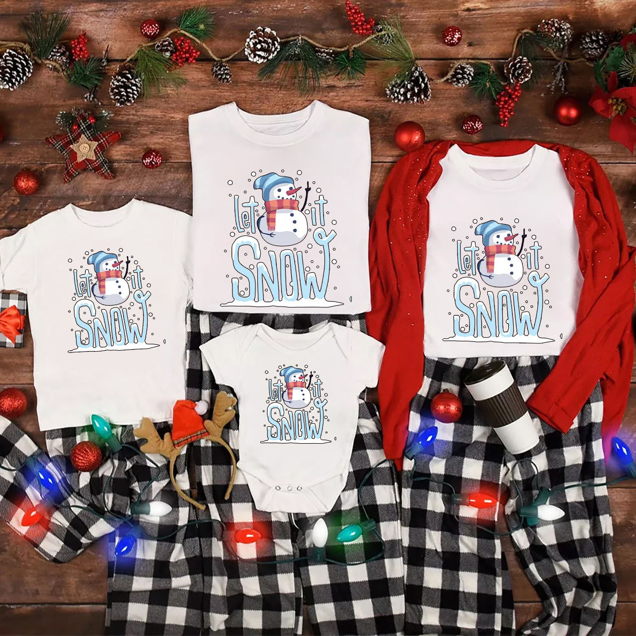 Christmas Snowman Let It Snow Family Shirts