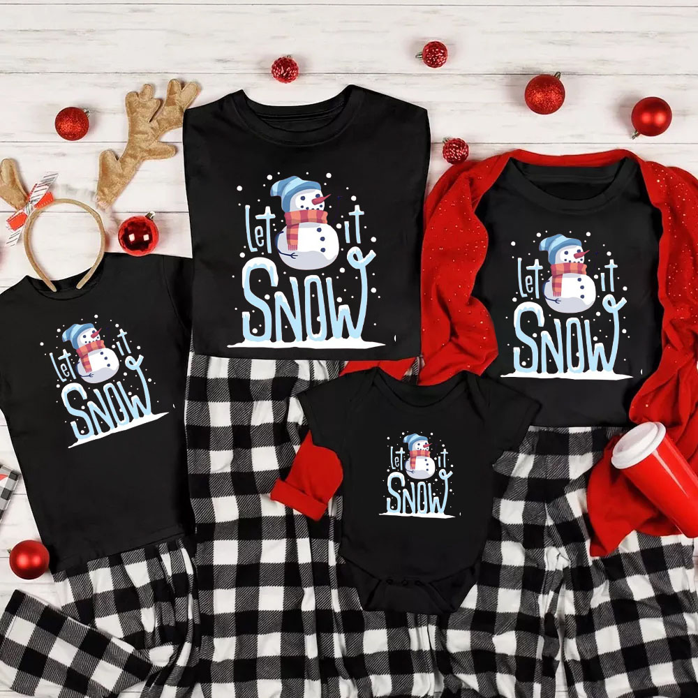Christmas Snowman Let It Snow Family Shirts