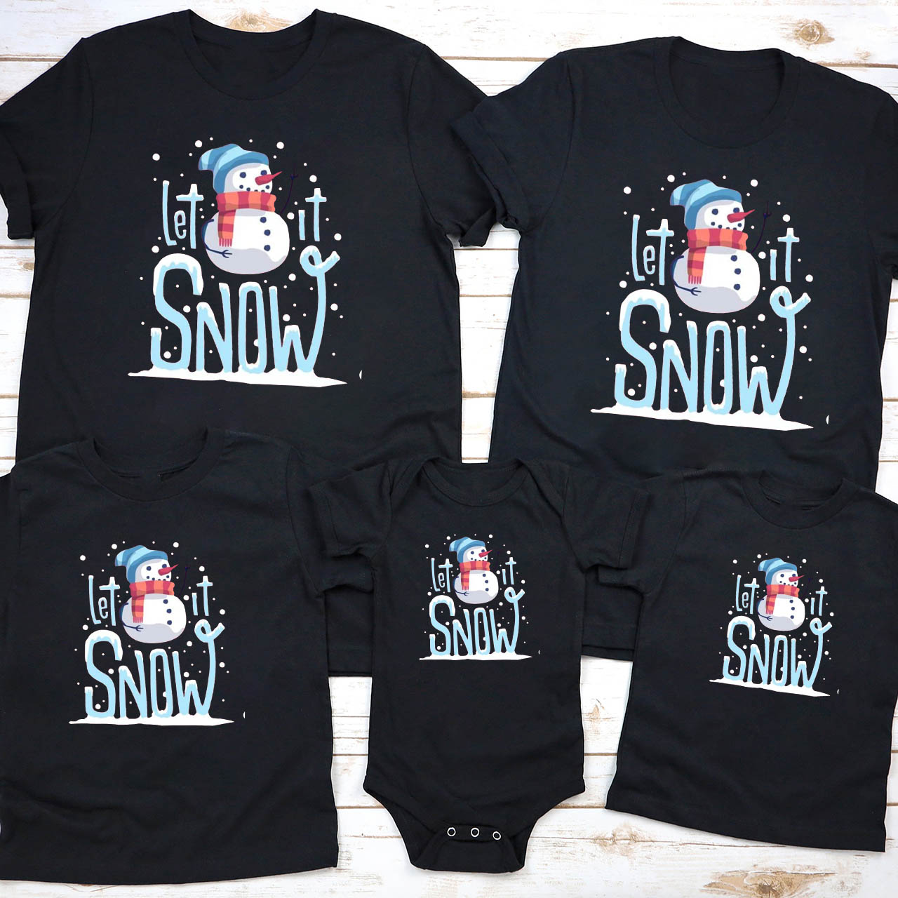 Christmas Snowman Let It Snow Family Shirts