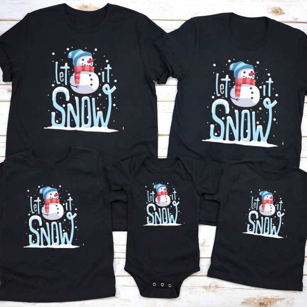 Christmas Snowman Let It Snow Family Shirts