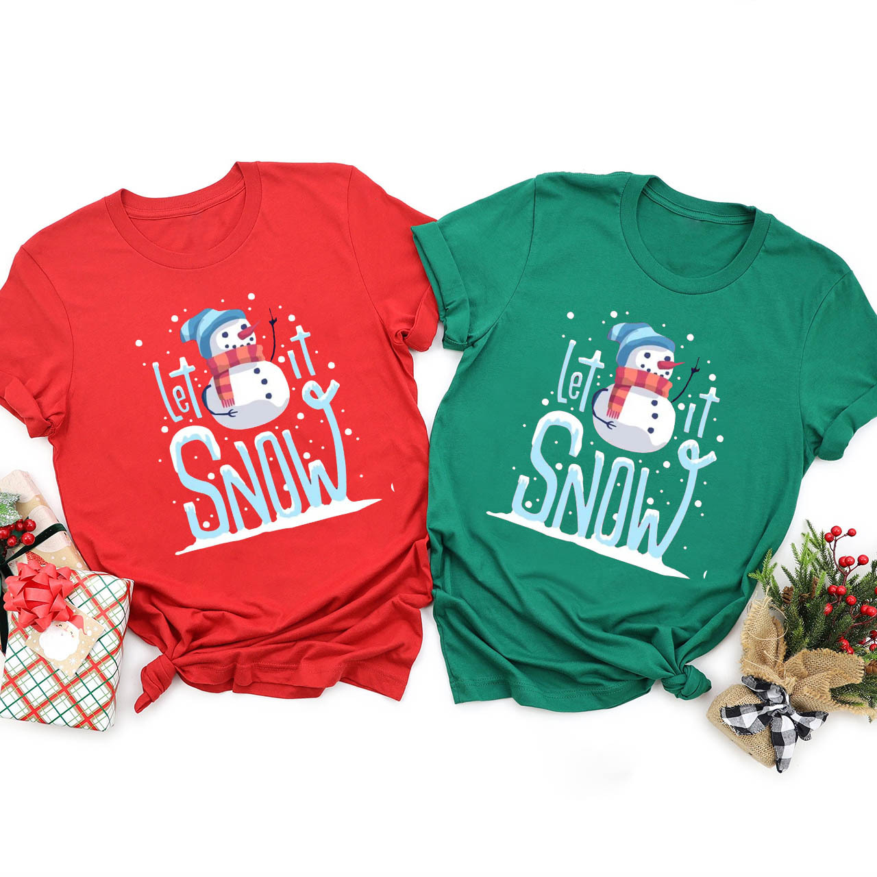 Christmas Snowman Let It Snow Family Shirts