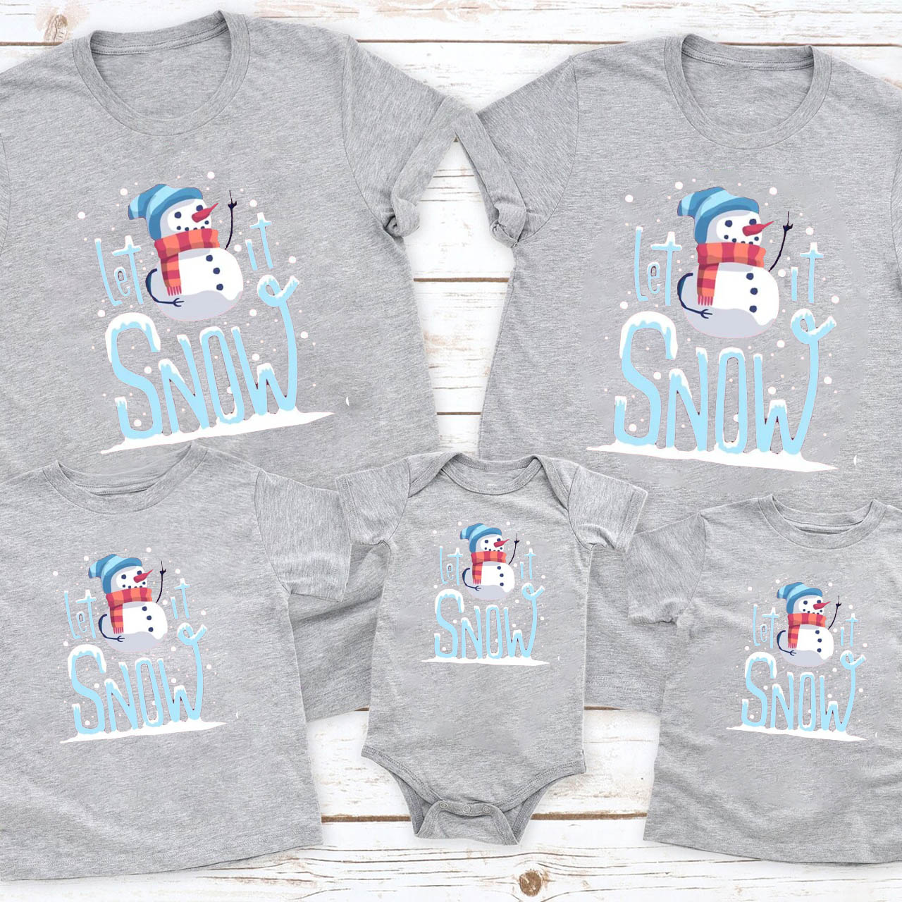 Christmas Snowman Let It Snow Family Shirts