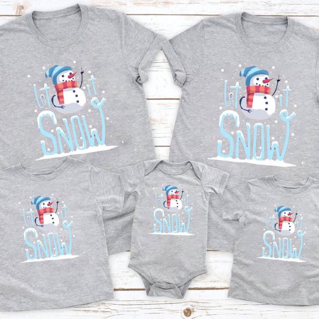 Christmas Snowman Let It Snow Family Shirts