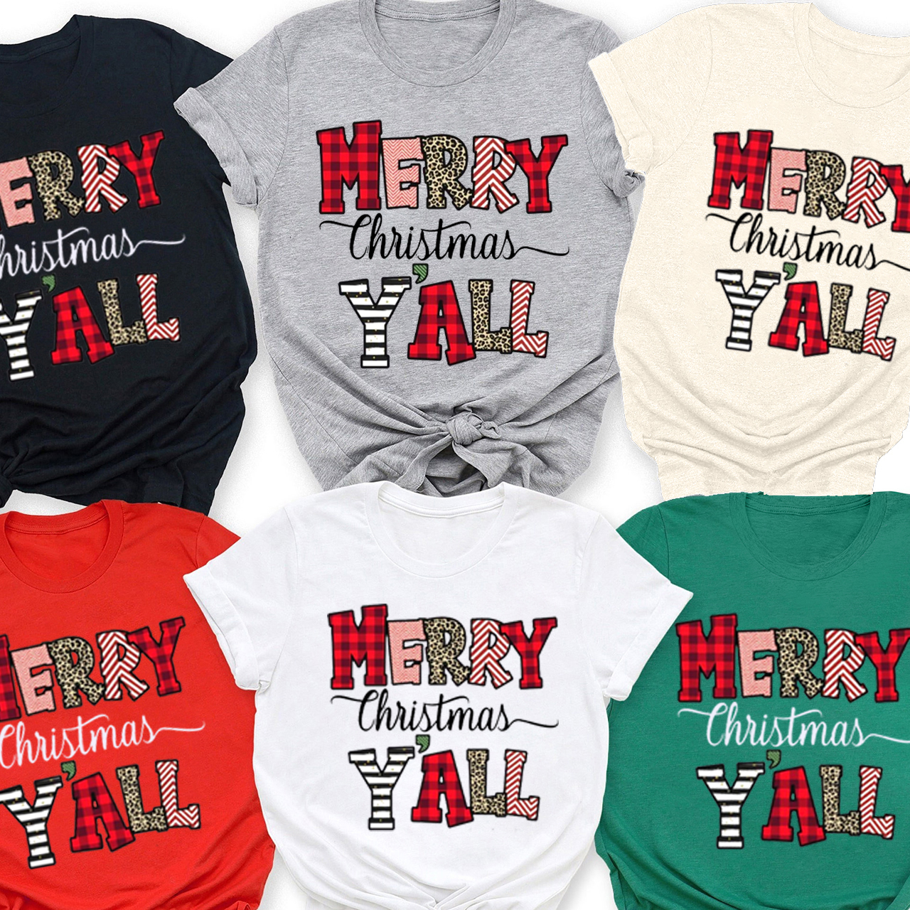 Merry Christmas Y'all Leopard Family Shirts