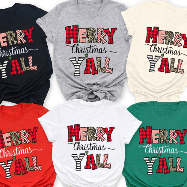 Merry Christmas Y'all Leopard Family Shirts