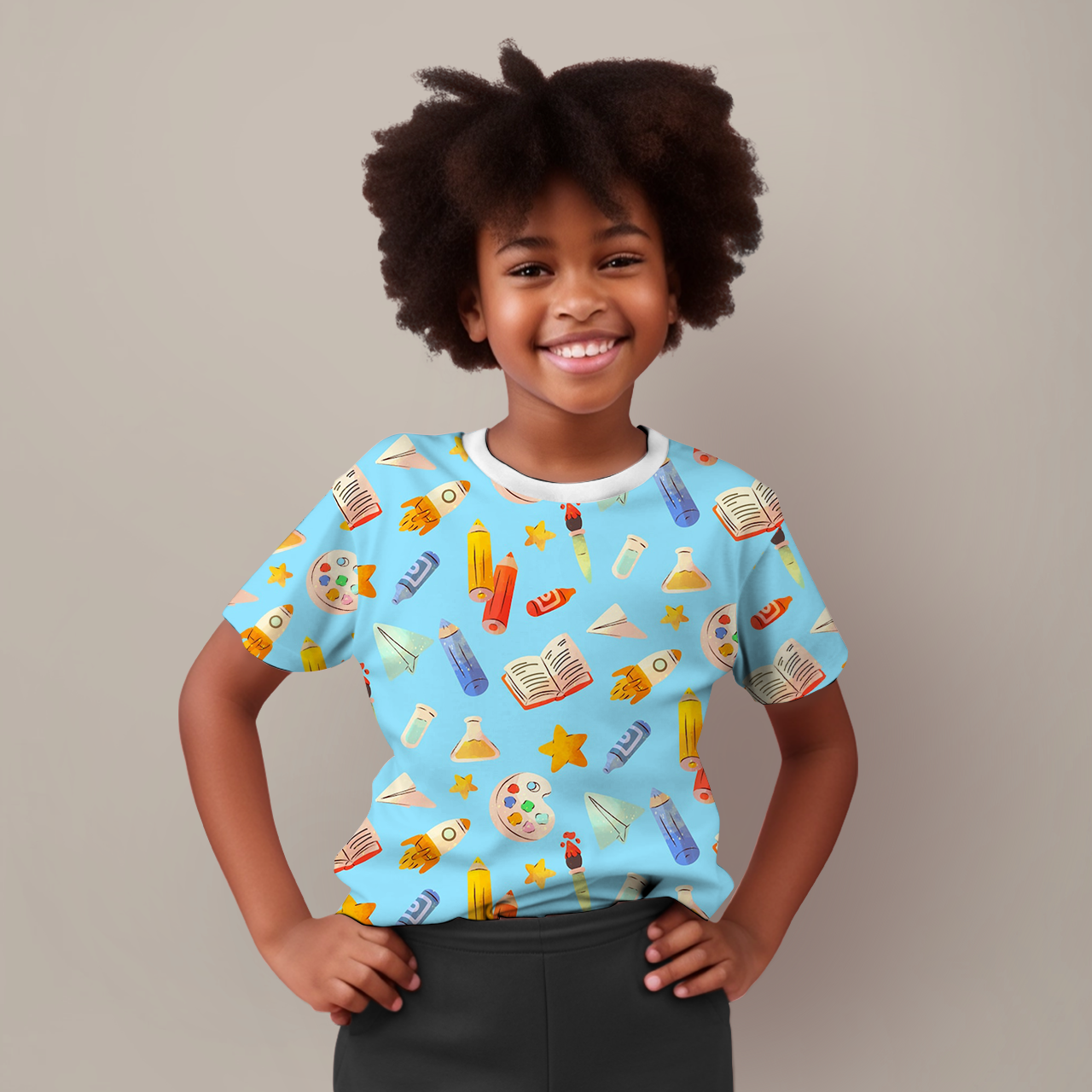 Colored Pencils All Over Print Kids Tees