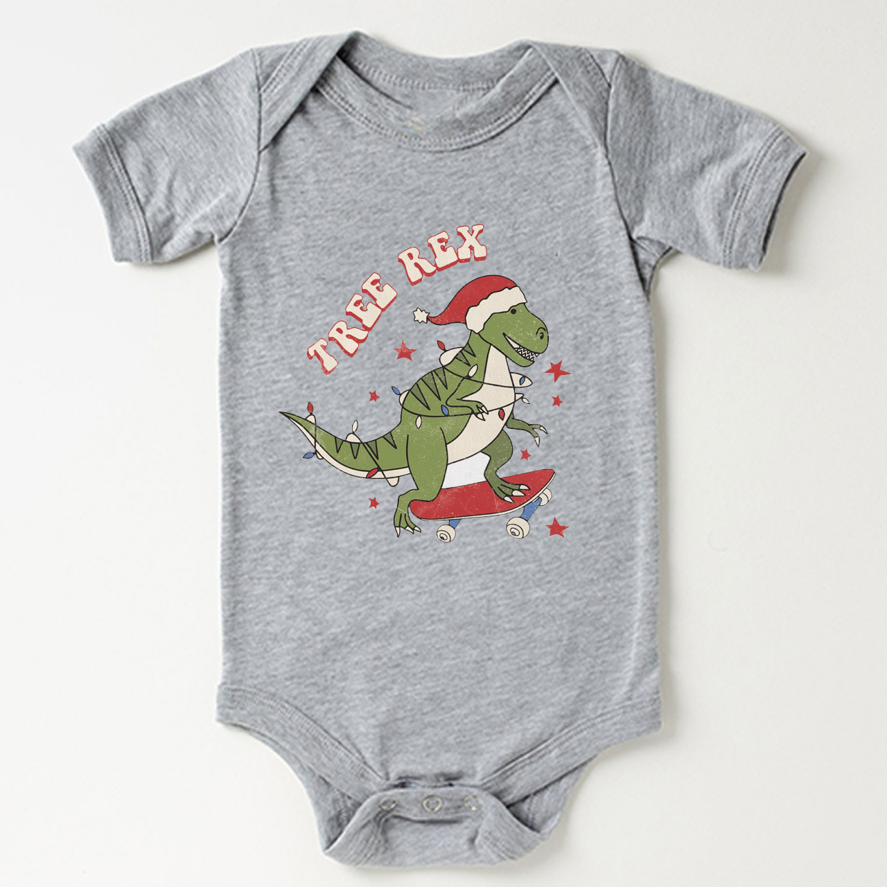 Tree Rex Retro Baby Christmas Bodysuit
