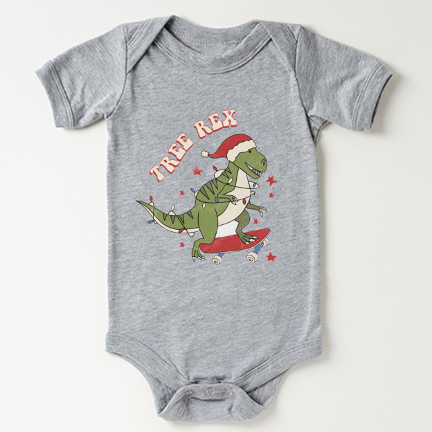 Tree Rex Retro Baby Christmas Bodysuit