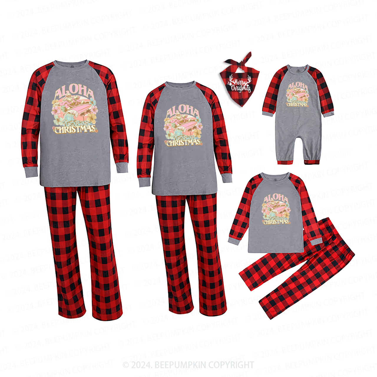 Funny Santa Hawaiian Christmas Family Matching Pajamas