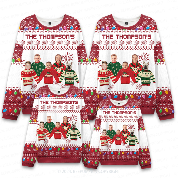 Image of Personalized Family Photo Christmas Matching Ugly Sweater