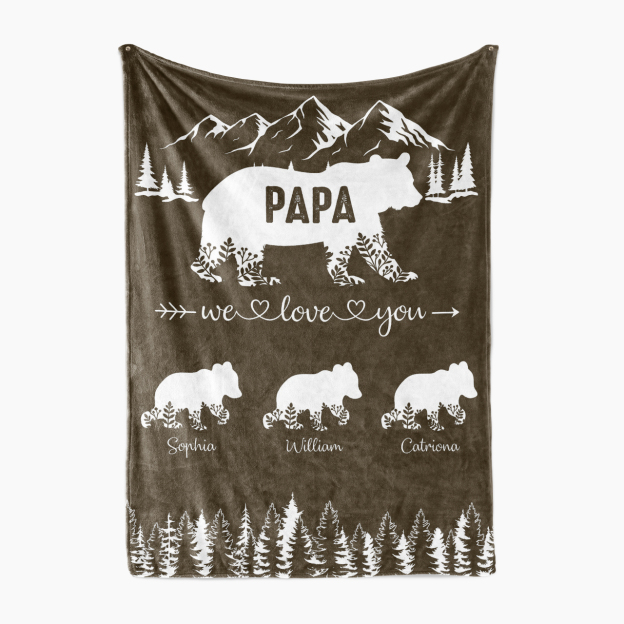 Personalized Bear Blanket For Father's Day Gift