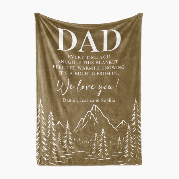 Personalized Blanket To Dad, With Love-Mountain Edition