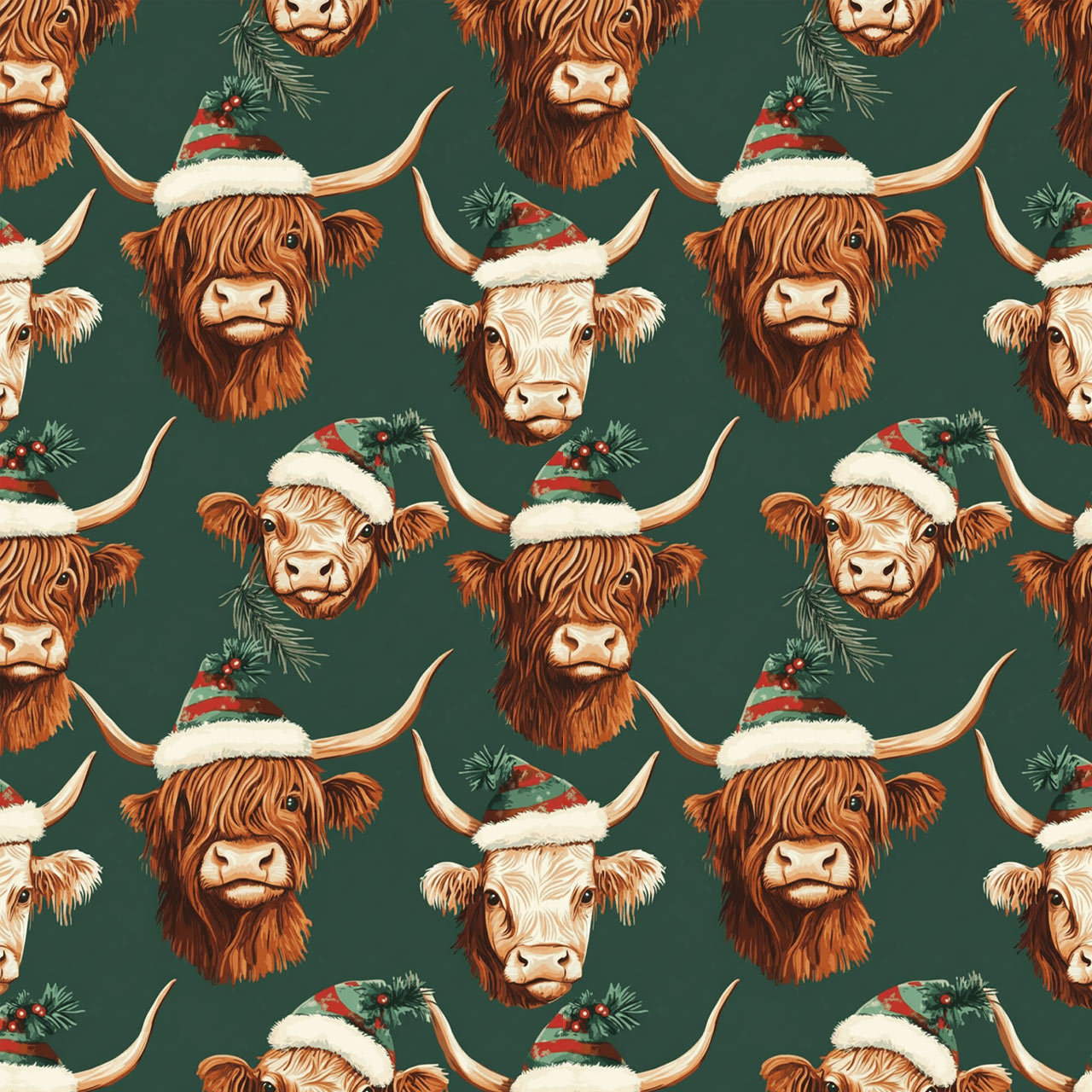 Highland Cow Christmas All-Over Print Short Family Matching Pajama Sets