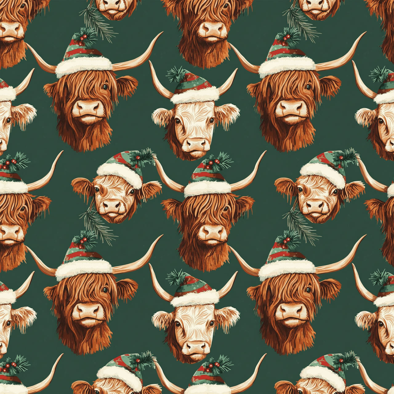 Highland Cow Christmas All-Over Print Short Family Matching Pajama Sets