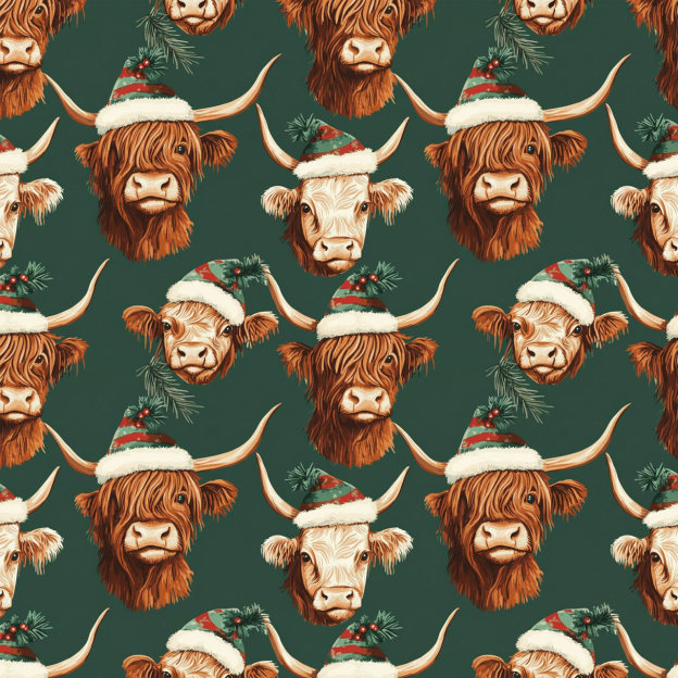 Highland Cow Christmas All-Over Print Short Family Matching Pajama Sets