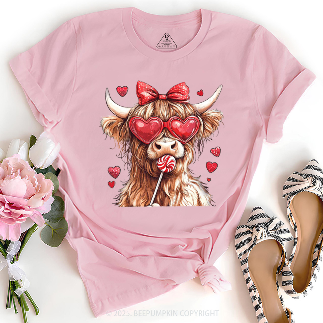 Highland Cow Valentine's Day T-Shirts Beepumpkin