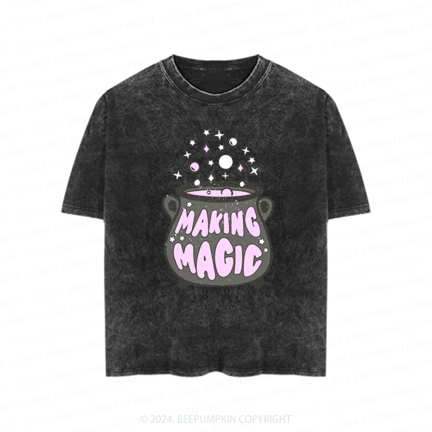 Making Magic Witch Halloween Toddler&Kids Washed Tees          