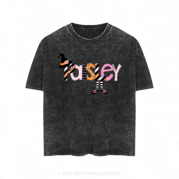 Personalized Halloween Cute Name Toddler&Kids Washed Tees          