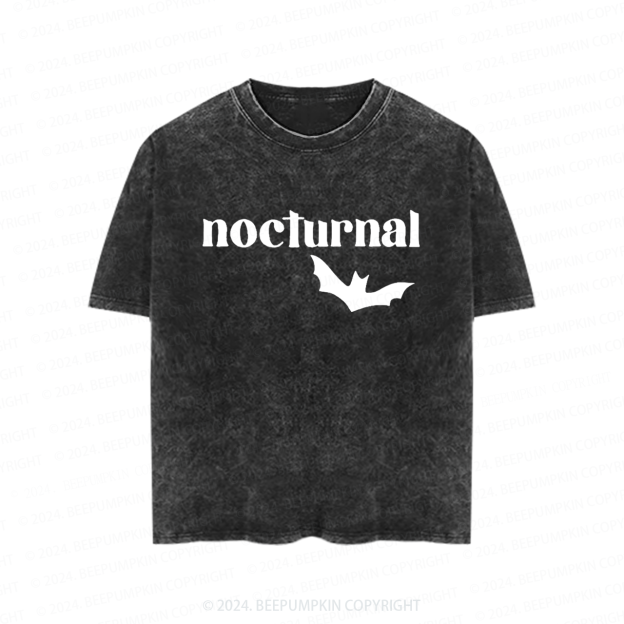 Nocturnal Halloween Bat Toddler&Kids Washed Tees          