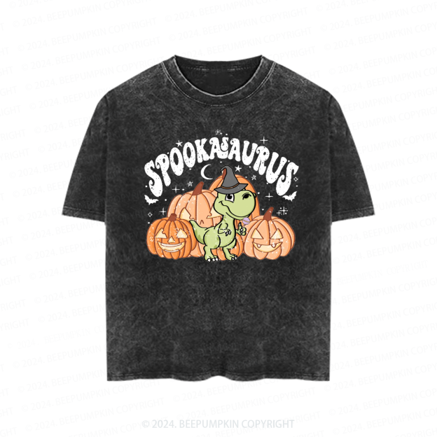  Spookasaurus Dinosaur Halloween Toddler&Kids Washed Tees          