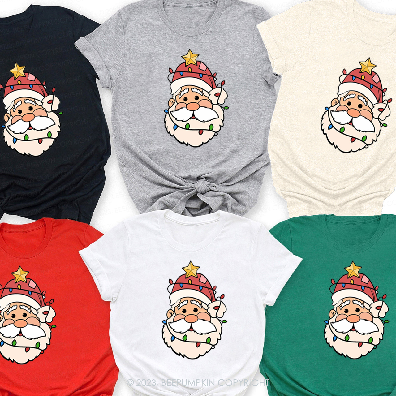 Santa Claus Decorated With Lights Family Shirts Beepumpkin