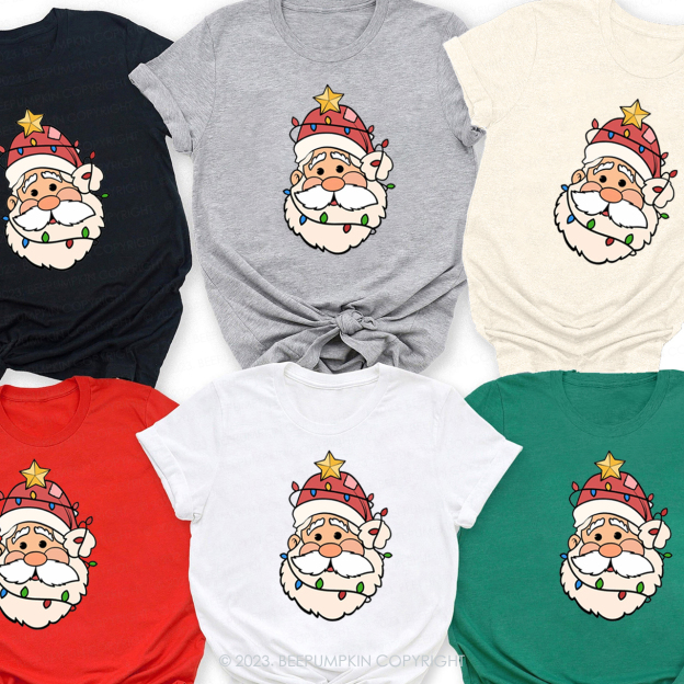 Santa Claus Decorated With Lights Family Shirts Beepumpkin