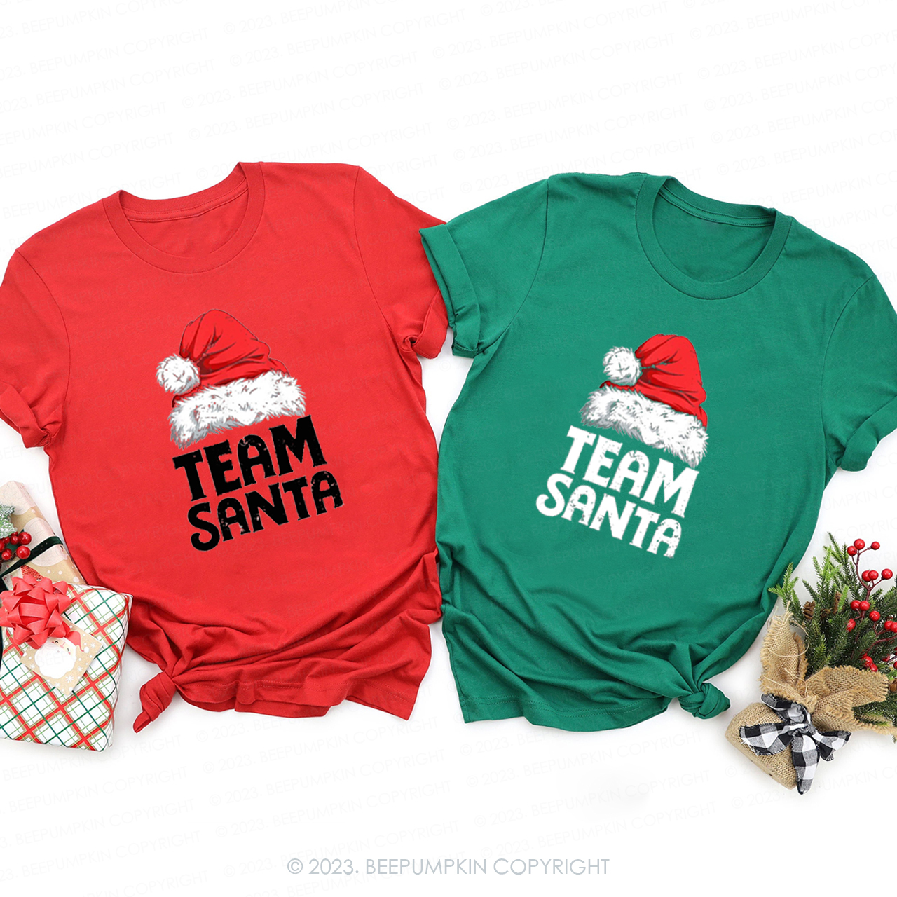 Team Santa Hat Family Christmas Shirts Beepumpkin