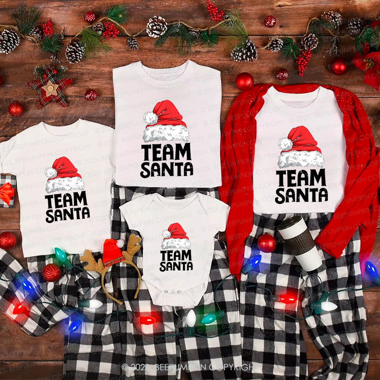 Team Santa Hat Family Christmas Shirts Beepumpkin