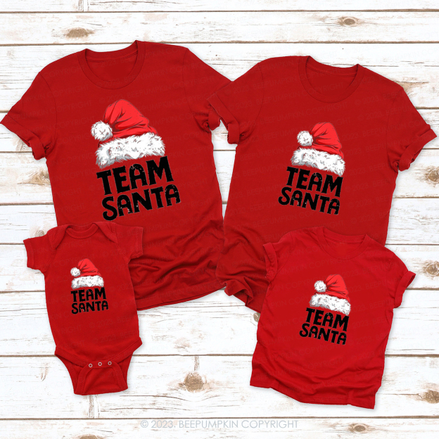 Team Santa Hat Family Christmas Shirts Beepumpkin