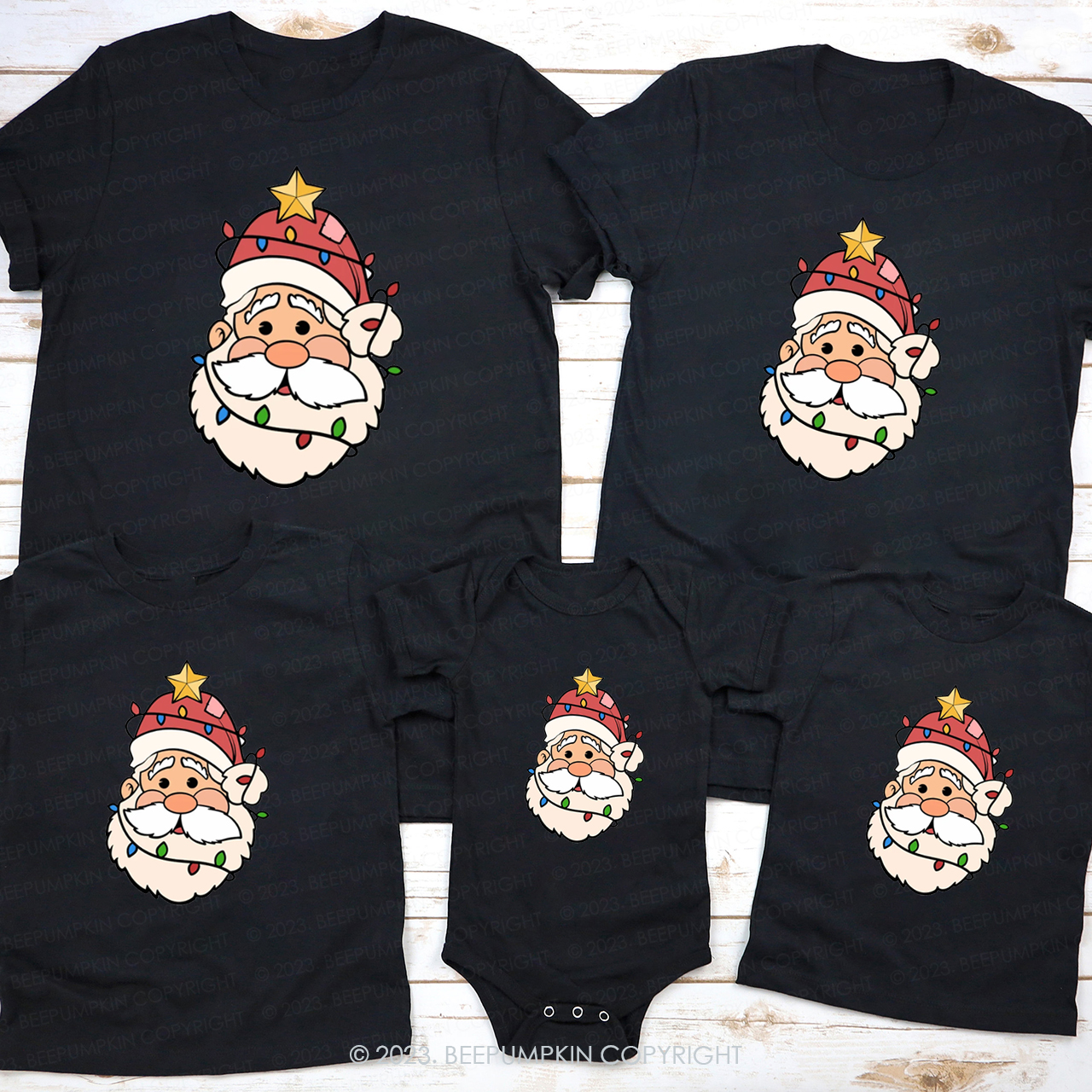 Santa Claus Decorated With Lights Family Shirts Beepumpkin