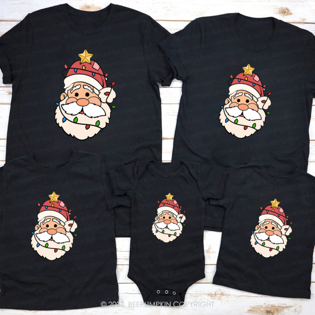 Santa Claus Decorated With Lights Family Shirts Beepumpkin