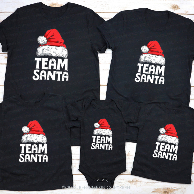 Team Santa Hat Family Christmas Shirts Beepumpkin