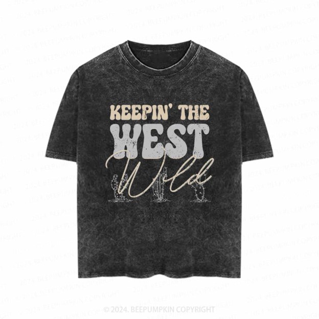 Keepin The West Wild  Toddler&Kids Washed Tees          
