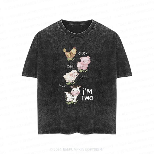 Farm Animal Birthday Toddler&Kids Washed Tees          