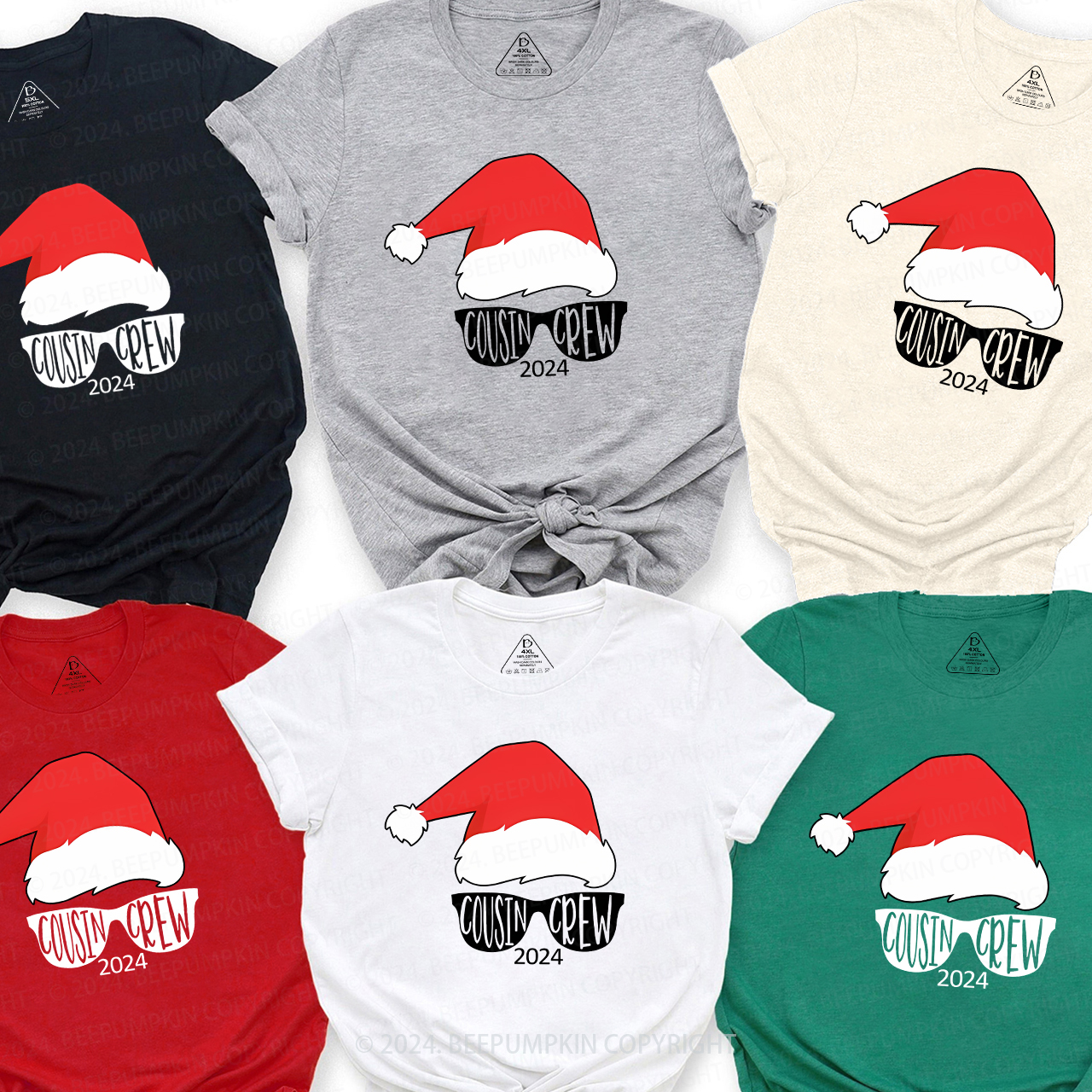 Cousin Crew Red Santa Hat Christmas Matching Tees For Family Beepumpkin