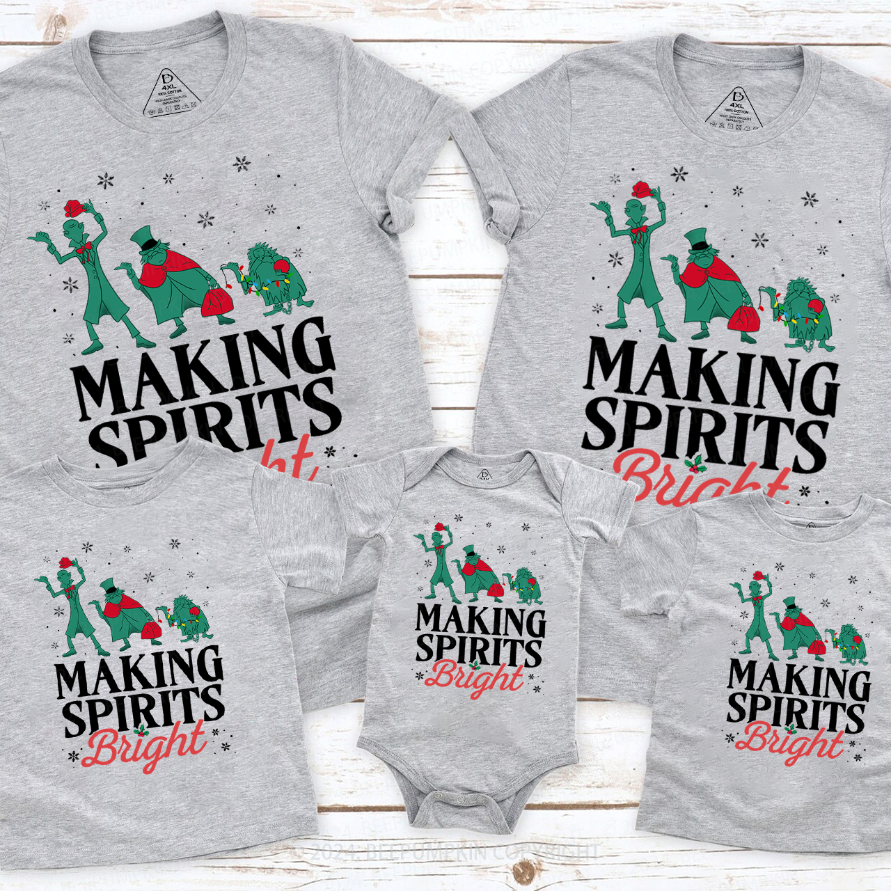 Making Spirits Bright Christmas Tree Family Matching T-Shirts Beepumpkin