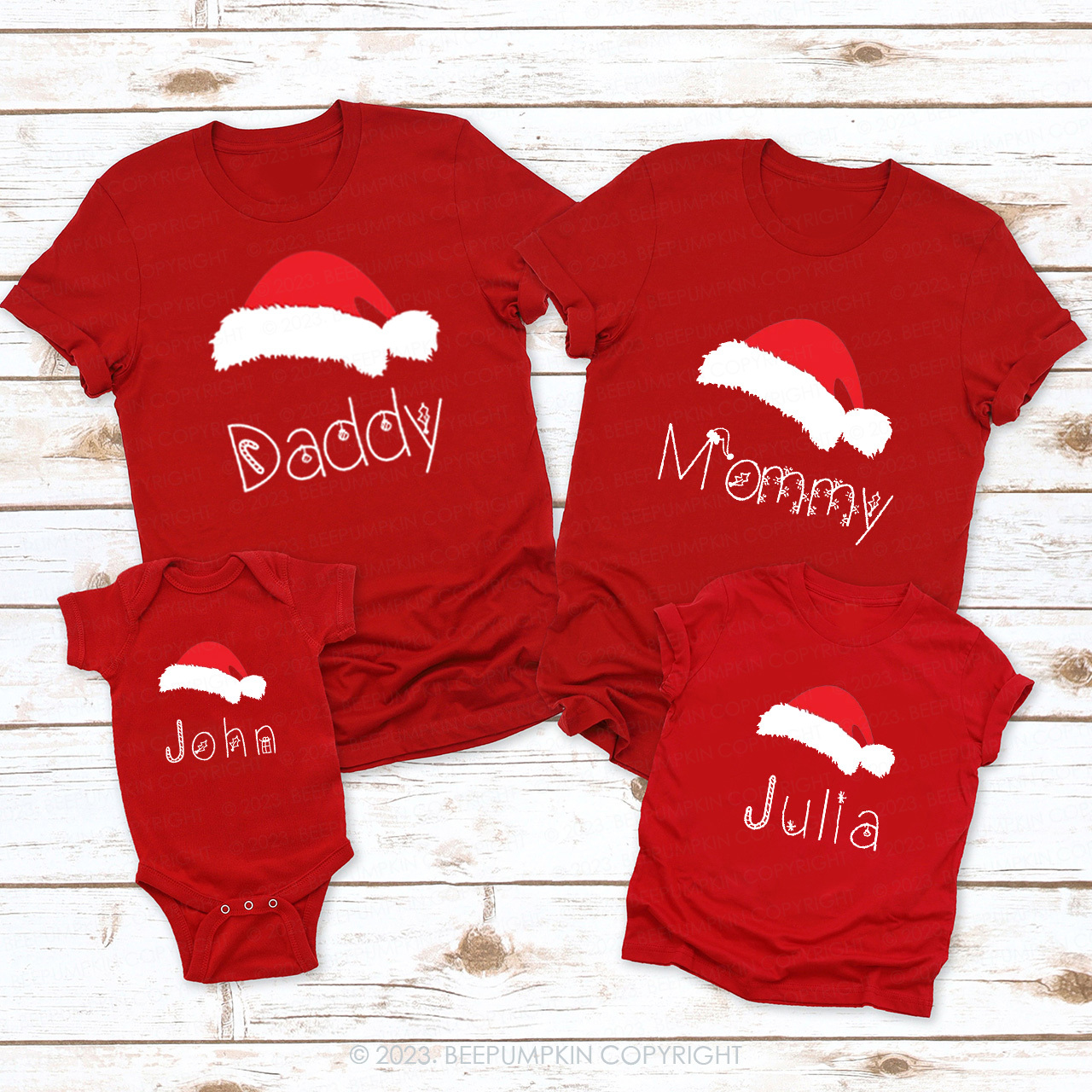 Personalized Hat Matching Christmas Shirts For Family Beepumpkin