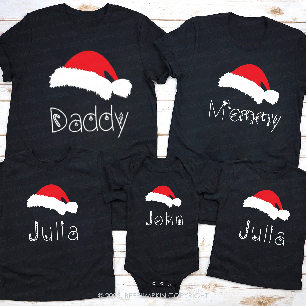 Personalized Hat Matching Christmas Shirts For Family Beepumpkin