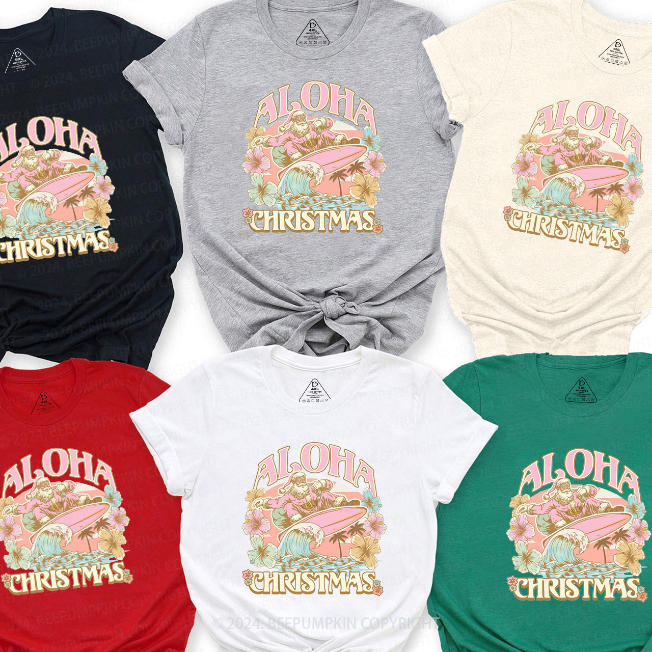 Funny Santa Hawaiian Christmas Family Matching T-Shirts