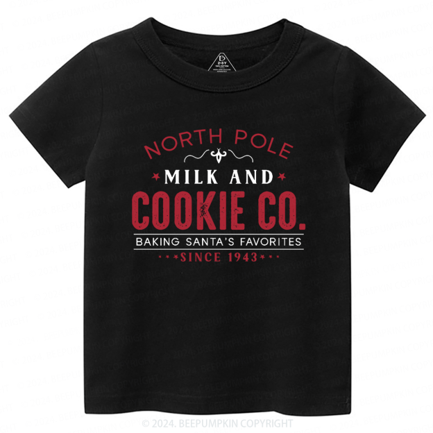 North Pole Milk And Cookie Company Christmas Toddler&Kids Tees 