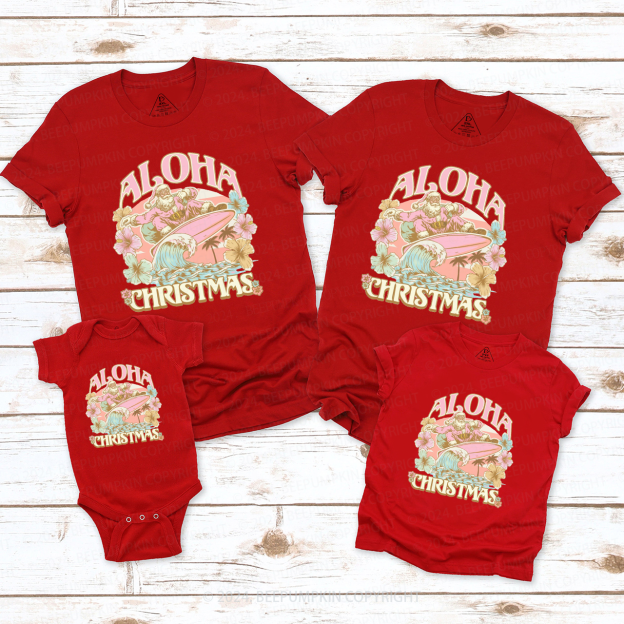 Funny Santa Hawaiian Christmas Family Matching T-Shirts