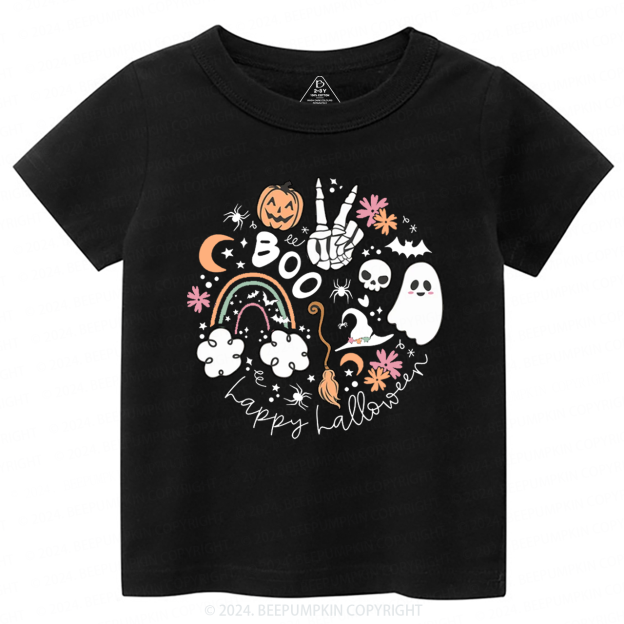 Happy Halloween Boo Groovy Skeleton Toddler&Kids Tees 