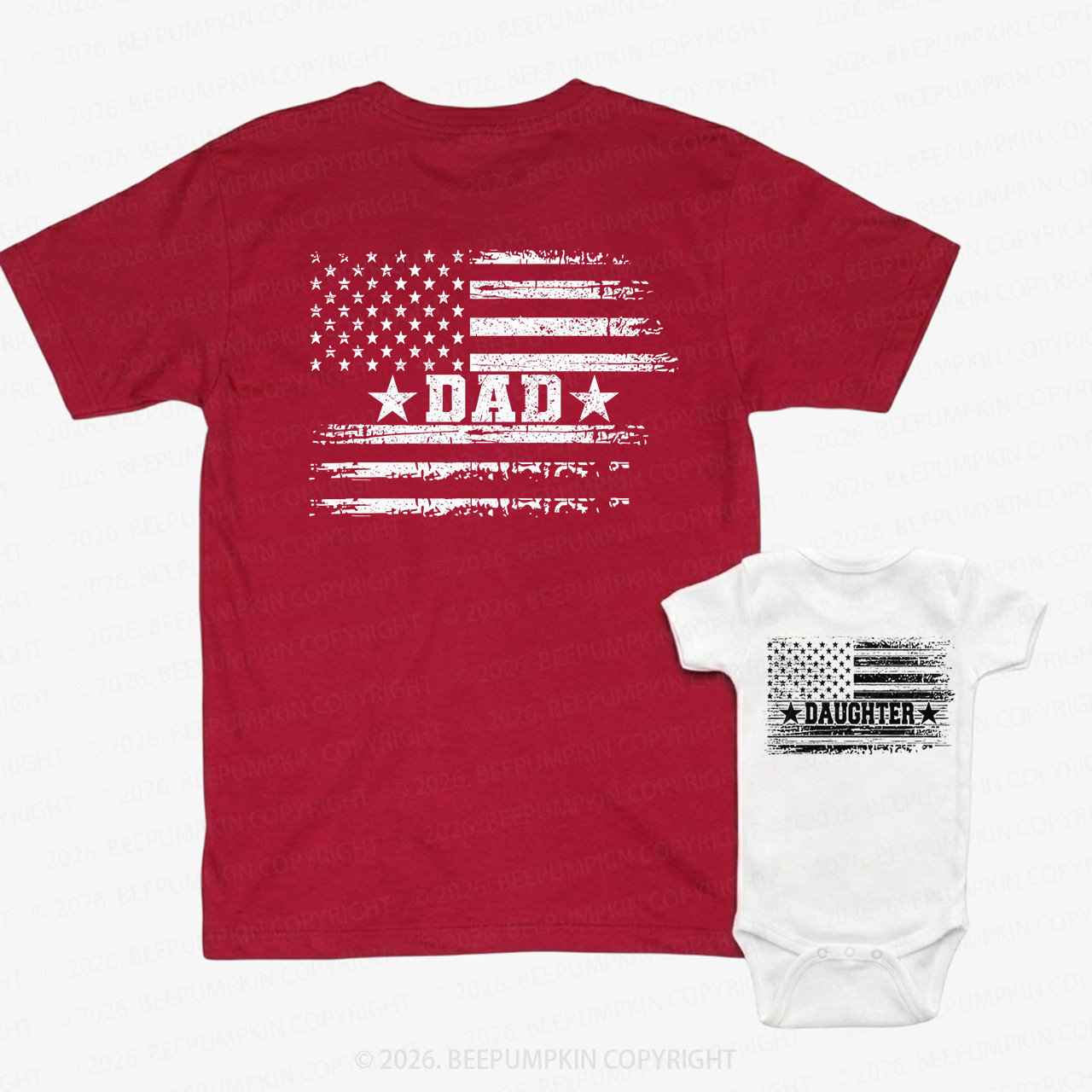 Personalized Legacy Love Series 4th Of July Dad&Me Matching Shirts-Back Design