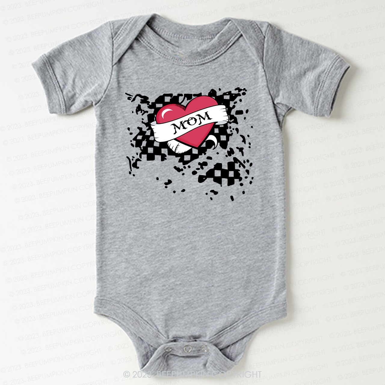 Mom Heart Trucker Bodysuit For Baby Valentines Day