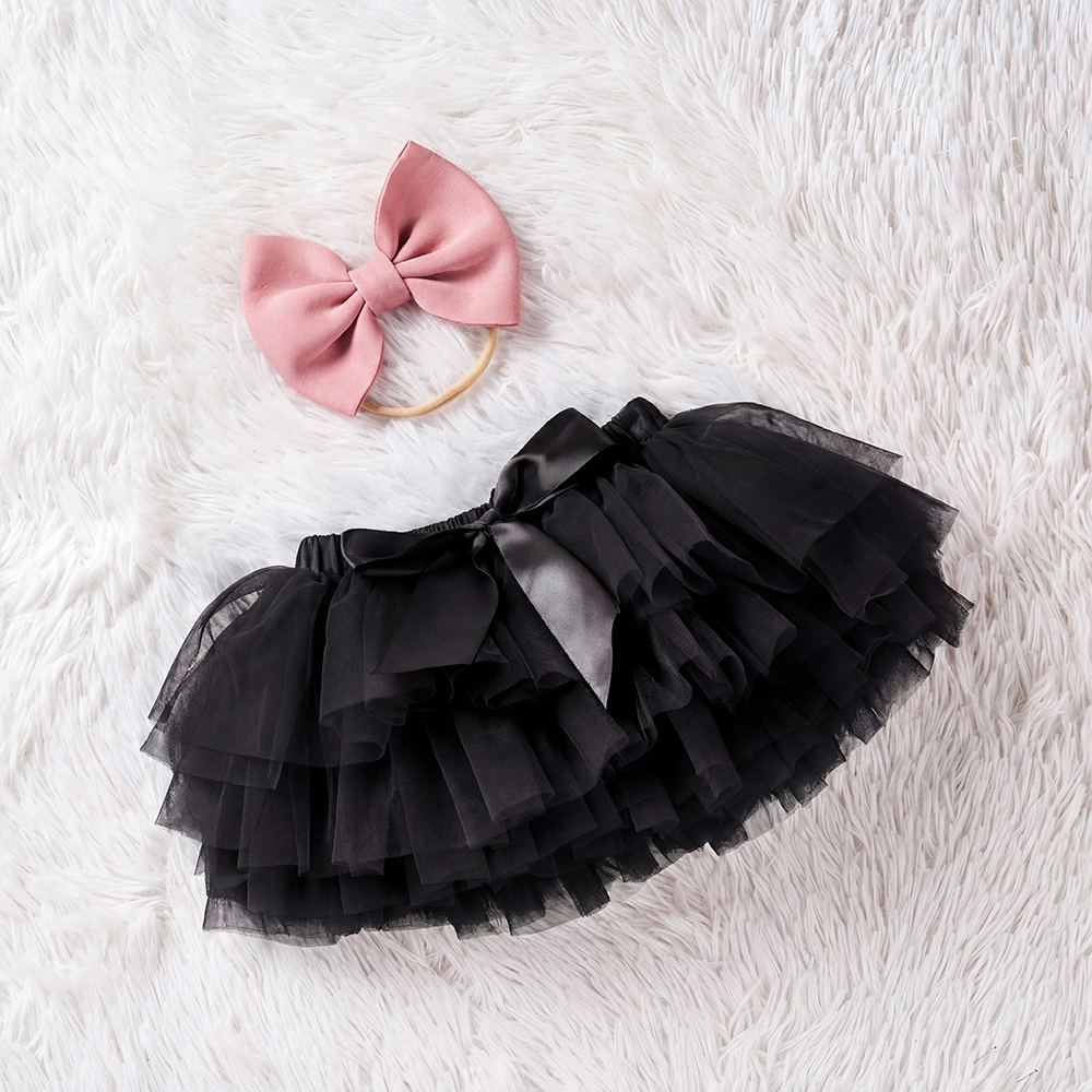 3 Pieces Black Tutu Baby Girl Outfit Set 