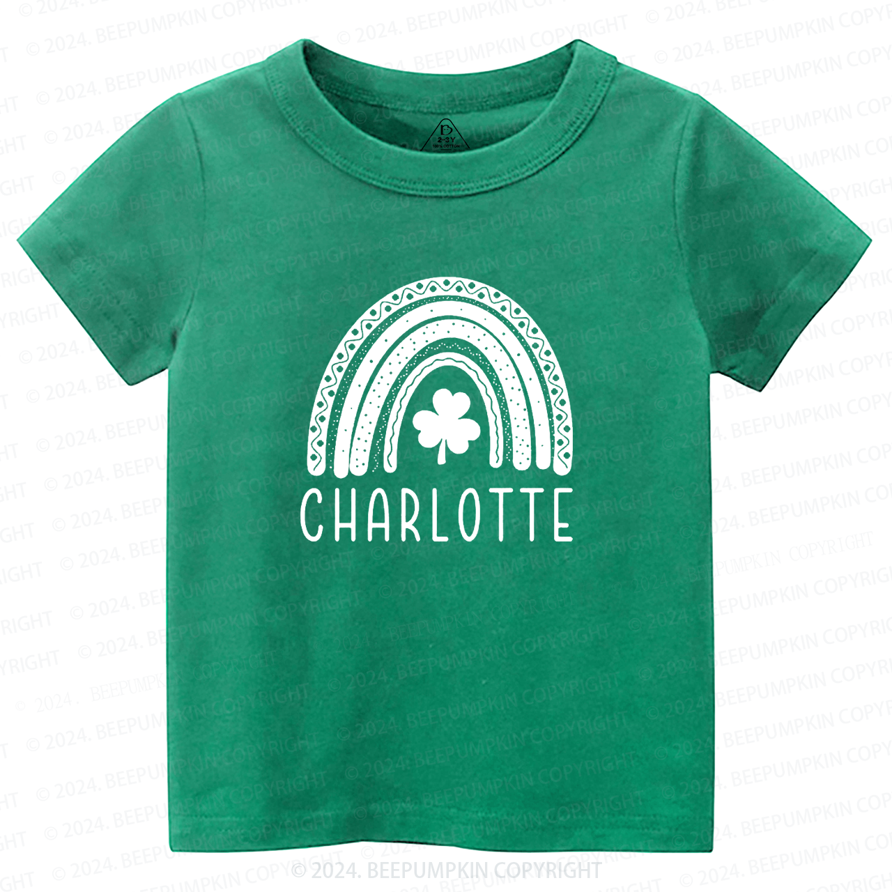 Personalized Name Rainbow Shamrock Toddler Tees Sale-Beepumpkin™